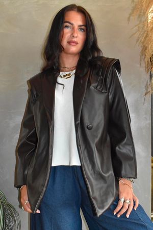 Benatar Pleat Shoulder Jacket Coffee Bean